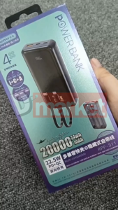 Remax RPP-311 20000mAh Powerbank 22.5W Fast Charging Power Bank Built In Cable Pawer Bank Remax RPP311 Suction Cup Powerbank Remax Powerbank