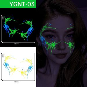 SQMETR Ba màu Hình xăm tạm thời Halloween Sáng rực Phát sáng trong bóng tối Hình xăm trên Sáng tạo Tự làm Hình xăm chống thấm nước Đồ dùng Halloween