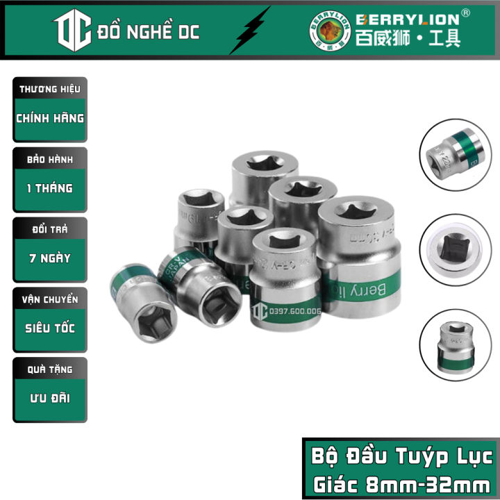 Bộ Đầu Tuýp Lục Giác, Đầu Khẩu Vặn Ốc, Đầu Tuýp 1/2 8mm-32mm Berrylion ...