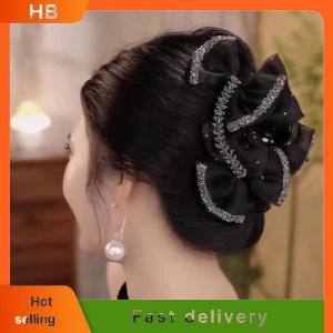 HB Exquisite Elegant Sweet Mesh Bow Hair Clip Womens After Brain Hairpin Headwear Accessories Gifts