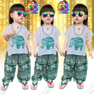 ชุดเซ็ตช้าง (เสื้อ + กางเกง คละลาย) สุดฮิต  น่ารักอะไรเบอร์นี้ ไม่มีไม่ได้แล้ว ราคาถูกสุด ๆ ทอมือ ซักแล้วสีไม่ตก
