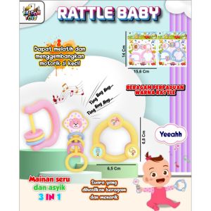 Mainan Kerincingan Bayi isi 3 Pcs Ratle Bayi - Shake Rattle Baby