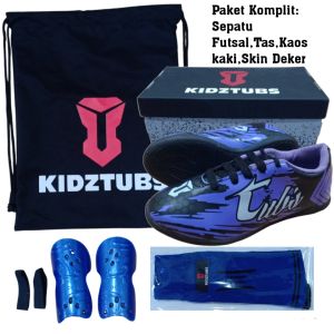 KIDZTUBS Sepatu Futsal Anak Paket Komplit Sepatu Futsal Tas Skin Deker Kaos Kaki Usia 6-10 Tahun Size 28 29 30 31 32 33 34 35 36 37 KDZ1217122624