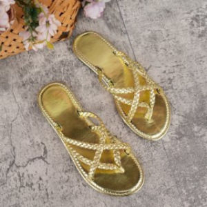 [Free Shipping] WomenS Large Size Flip-Flop Sandals For Summer Outdoor Wear Trendy Woven Flat-Soled Fashion Vacation Beach Shoes