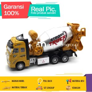 Diecast Miniatur Mainan Mobil Truk Molen Mixer Besi Pull back Bersuara