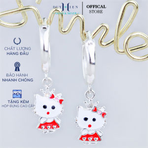 Bông Tai Bạc S925 Duy Hiển Cho Bé Kiểu Tùng Teng Hình Mèo Hello Kitty Nhiều Sắc Màu Ngộ Nghĩnh