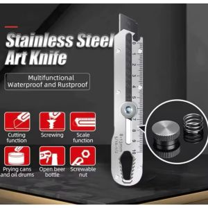 Pisau Cutter Stainless Besi 9in1 Cutter Stainless Pemotong Kertas Tajam Anti Karat