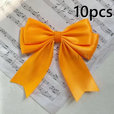 10pcs Double-Layer Bow Ribbons with Knots Handmade 11x14 cm Pre-Tied Bows For ChristmasParty Decor