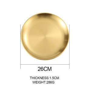 Korean Style Dinner Plates Gold Dining Plate Serving Dishes Round Plate Cake Tray Western Steak Round Tray Kitchen Plates