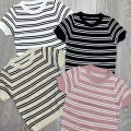 Korean Style Casual Striped Striped Round Neck Knit Top for Women Blouses Women New Style 2024. 