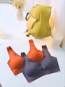 REXMO - latex underwear womens beauty back small chest gathered without steel ring comfortable and seamless bra thin