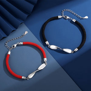 XUNJIE Trang sức Lãng mạn Dây dệt Hợp kim Tình yêu mãi mãi Làn sóng Mobius Ring Dây tay Vòng tay bạn bè Vòng tay cặp đôi