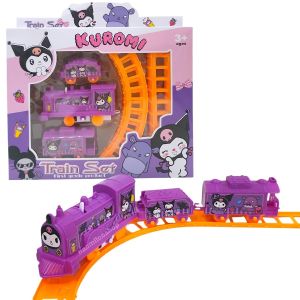 Mainan Kereta Api dengan 3 gerbong kuromi  Mainan Anak Kereta Api kuromi MAINAN track rel KERETA api