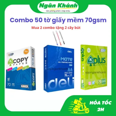 [Tách lẻ] Combo 50 Tờ Giấy A4/A5 nhiều thương hiệu IK PLUS IK COPY THIÊN LONG MATE COPY DELI 70GSM 50 tờ giấy mềm