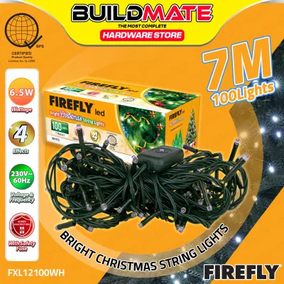 BUILDMATE Firefly LED Bright Christmas String Lights White with 4 Effects 100 Lights 7 Meters Fairy String Lighting