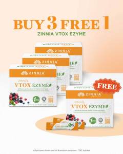 Zinnia Vtox Ezyme【SPECIAL PROMO 3+1* BXS】- 3 Bxs x 14 Sac (+Gift VE14* Sac)