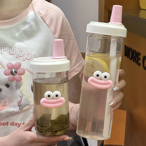 500/850ML Cute Bubble Tea Plastic Water Bottle With Pearl Milk Tea Straw Girl Water Cup Large Capacity Students Coffee Juice Cup2026