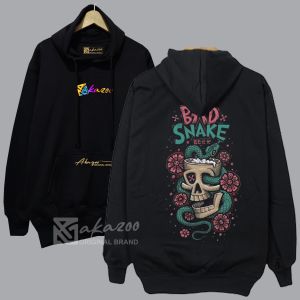 SWEATER PRIA KEREN DISTRO TERBARU WARNA HITAM SB DPN BLKANG BAD SNAKE BEER sablon saku