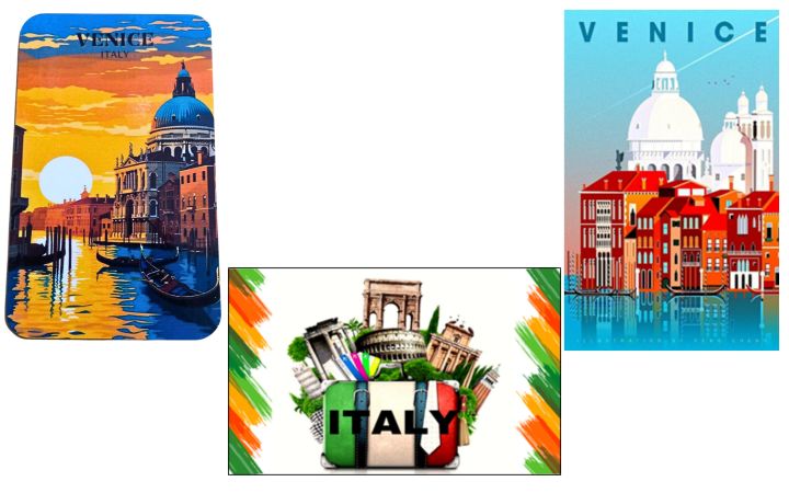 VENICE ITALY DESIGN RUBBER REF MAGNET & KEYCHAIN SOUVINER INTERNATIONAL ...