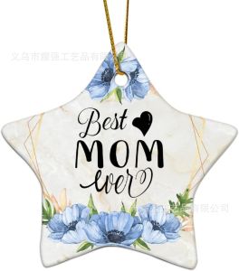 [COD]  Five-pointed star ceramic pendant craft parents day souvenir gift   Can be used on one or both sides  UV Printing