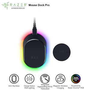 Bộ sản phẩm đế sạc Razer Mouse Dock Pro-Razer Wireless Charging Puck Bundle_Mới hàng chính hãng