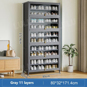 LACCOHUG Bamboo Shoe Cabinet 3/5/9/11Layer Transparent Acrylic Door Rak Kasut Bertutup Almari Kasut Rak Kasut Shoes Cabinet 鞋柜 鞋架