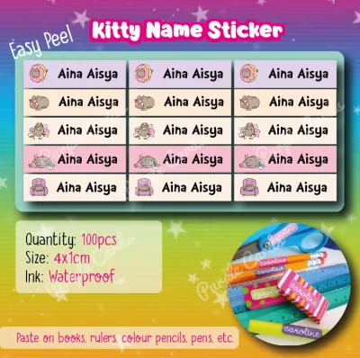 Sticker Nama 1x4cm 100pcs / Sticker Name Label / Cartoon Kids Sticker Waterproof / Sticker Label Product / Nama Murid