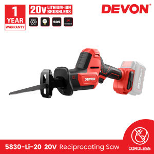 DEVON 5830-Li-20 20V Lithium-Ion Brushless Cordless Reciprocating Saw 25.4mm