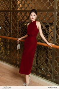 [Voucher 15% MOV 199K cap 100KĐầm dạ hội HeraDG dáng ôm thiết kế cổ yếm sang trọng chất nhung cao cấp WDHBD2006