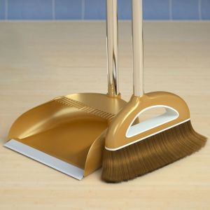 Magic Broom and Dustpan Set Multifunction Stainless Steel Sweeper Wiper Dense Bristles Plastic Sweeping Dust Brush