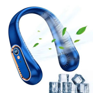 2024 New Portable  Hanging Neck Fan Bladeless Neckband Fan Digital Display Power Air Cooler USB Rechargeable Electric Fans