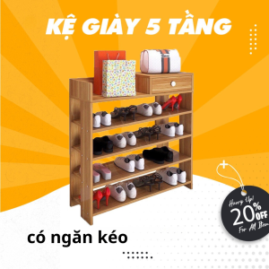 Kệ Giày Gỗ 5 Tầng Có Ngăn Kéo Để Đồ Kích Thước 72 X 53 X 25 Cm Gỗ MDF Nhập Khẩu Chống Ẩm Mốc Thiết Kế Nhỏ Gọn Dễ Dàng Tháo Lắp Khung Gỗ Chắc Chắn Chịu Lực Tốt . Bao Hành 12 Tháng Toàn Quốc Tại Rickystar_Mall