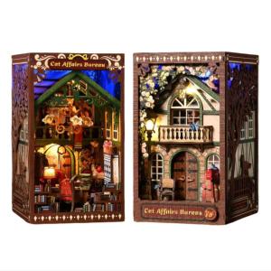 Booknook The Cat Affairs Bureau SL09 with Sensor Light 3D Wooden Puzzle Book Nook DIY Miniature Dollhouse Bookend