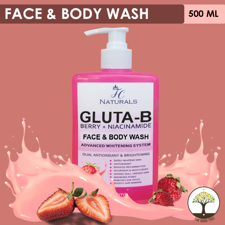 Gluta-B Berry + Niacinamide Face & Body Wash 500ml | Whitening Body Wash  Glutathione + Strawberry + Niacinamide | Lazada PH