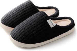 HUXMEYSON Slippers for Women Warm Memory Foam Comfy House Slippers with Anti-Skid Rubber Sole for Indoor and Outdoor