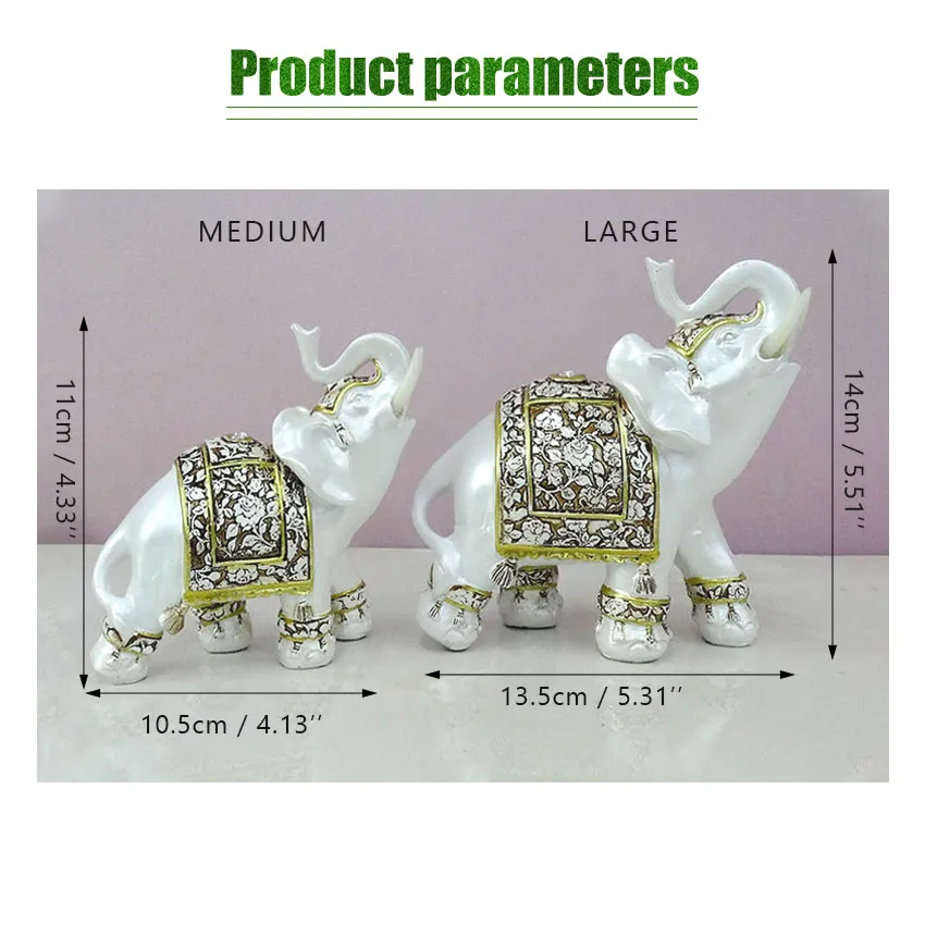 thumbnail interactive-video image 1 of Feng Shui Wealth Elephant Statue With Trunk Up – Green Resin Home Decor Figurine 1 of 5