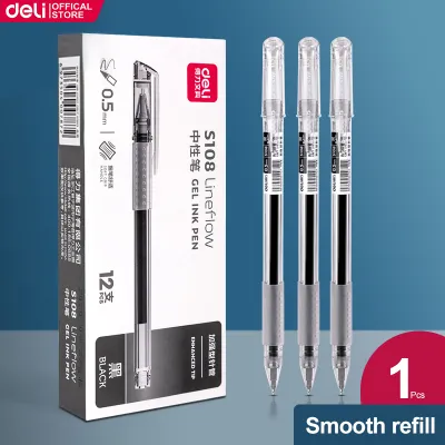 Deli 0.5mm Ballpen Gel Pen School Supplies For College Student School Aesthetic Pen S108 1Pc Black