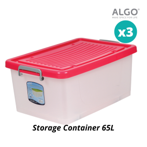 [SG Stock] [Bundle of 3] Algo 65L PP Stackable Multifunction Cloths Toys Home Organization Storage Container with Wheels