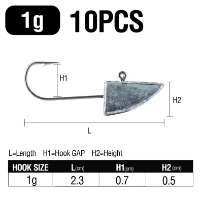 10PCS Jig Heads Hooks 0.5g-10g Lead Head Fishhook Saltwater Worm Hook High Carbon Steel Soft Lure Hooks Fishing Tackle