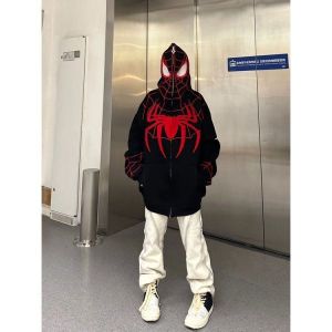Áo khoác siêu nhân nhện 3D form rộng nam nữ mũ zíp khoá kéo cao Áo hoodie nỉ 3 anh em siêu nhân cá tính phong cách trẻ trung
