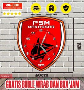 Jam Dinding Unik Logo PSM Makassar Jumbo Keren Terbaru