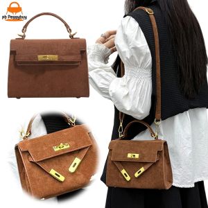 Chic Womens Solid Color Cross Body Bag in Faux Suede for Daily Use and Travel