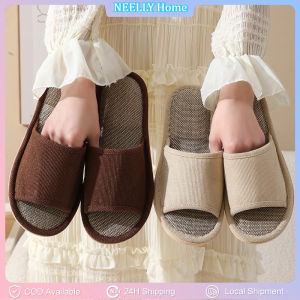 1Pair Open-toe Non Slip Seasonal Slippers For Mens And Women‘s Linen Indoor Slippers Breathable Travel Slipper Disposable Slippers For Home And Hotel