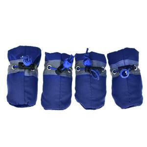 4Pcs Dog Boots Shoes Anti Slip Waterproof Cat Suppile Dog dress Blue