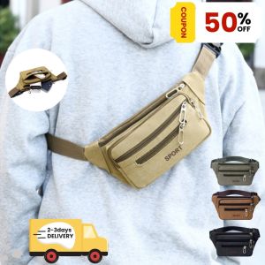 ZEFAN 【การจัดส่งสินค้า 2-3 วัน】กระเป๋าเอวผ้าใบสำหรับผู้ชายและผู้หญิงมัลติฟังก์ชั่นขนาดใหญ่กระเป๋าเนกประสงค์ที่ทนต่อการสวมใส่