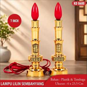 Lampu LilinTembaga Emas Elektrik Pasangan Keberuntungan Lampu Sembahyang Puja Altar Lilin Listrik