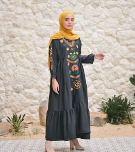 Gaudy - Ramadhani Dress Muslim Wanita Dewasa Remaja Gamis Bordir Mewah Timbul