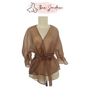 Outer Organza Premium Lengan Balon kerah V Paket 5in1 Organza Premium Rok Lilit Satin Baju Formal