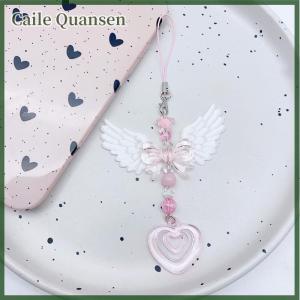 Caile ห่วงโซ่ห้อยโทรศัพท์มือถือรูปโบว์รูปหัวใจน่ารักสำหรับเด็กผู้หญิงกระเป๋าพวงกุญแจแฟชั่นหวานๆสำหรับตกแต่งของขวัญ