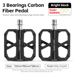 WEST BIKING T700 Carbon Fiber Bicycle Pedals Titanium Alloy Shaft Lightweight Anti-Slip Flat Pedal 3 Sealed Bearings Cycling Pedal MTB Road Bike Accessories